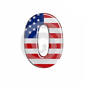 USA number 0 -  3d american flag digit - American way of life, politics  or economics concept