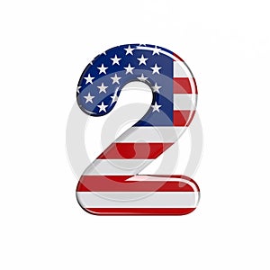 USA number 2 -  3d american flag digit - American way of life, politics  or economics concept