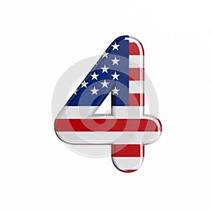 USA number 4 -  3d american flag digit - American way of life, politics  or economics concept