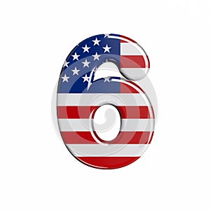 USA number 6 -  3d american flag digit - American way of life, politics  or economics concept