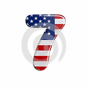 USA number 7 -  3d american flag digit - American way of life, politics  or economics concept