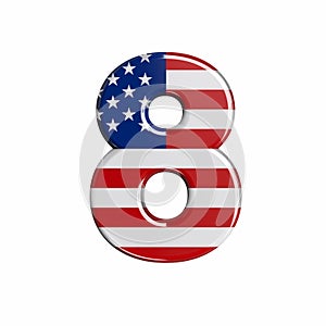 USA number 8 -  3d american flag digit - American way of life, politics  or economics concept