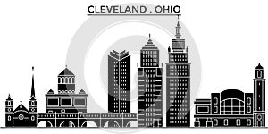 Usa, Ohio Cleveland architecture vector city skyline, travel cityscape with landmarks, buildings, isolated sights on