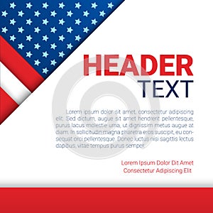USA patriotic background. Vector illustration with text, stripes and stars for posters, flyers, decoration in colors of