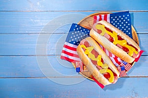 USA Patriotic picnic holiday hot dogs