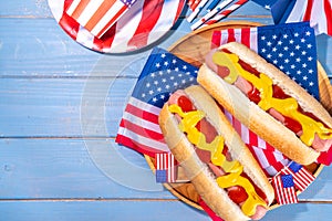 USA Patriotic picnic holiday hot dogs