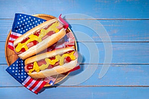 USA Patriotic picnic holiday hot dogs