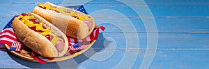 USA Patriotic picnic holiday hot dogs