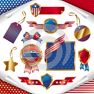 Spojené státy americké vlastenecký známky etikety tagy a symbol 