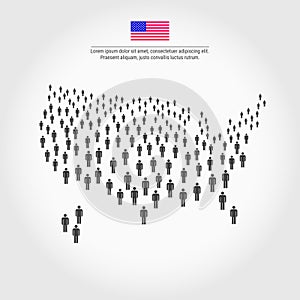 USA People Map. Map of the United States Made Up of a Crowd of People Icons