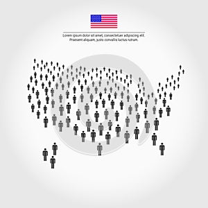 USA People Map. Map of the United States Made Up of a Crowd of People Icons photo