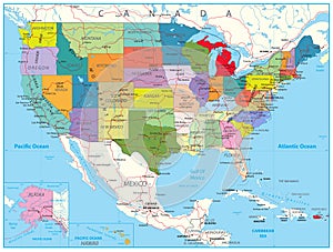 USA Political Road Map photo