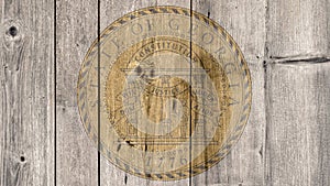 US State Georgia Seal Wooden Fence