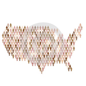 USA population infographic. Map made from stick figure people