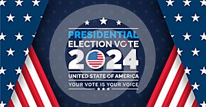 USA 2024 Presidential Elections Event Banner, background, card, poster design. photo