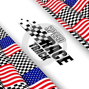 USA and race checkered flags background