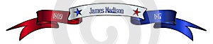 USA Red White And Blue James Madison Ribbon Banner