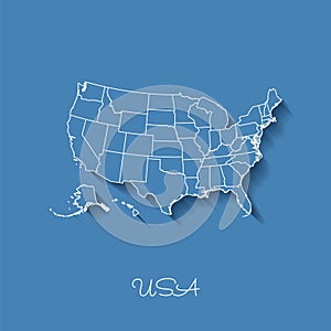 USA region map: blue with white outline and.