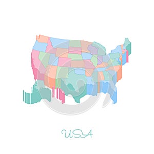 USA region map: colorful isometric top view.