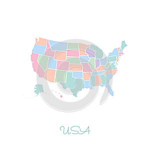 USA region map: colorful with white outline.