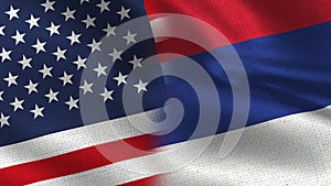 Usa and Republika Srpska Realistic Half Flags Together