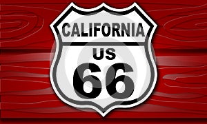 USA Route 66 vintage  road sign for California state