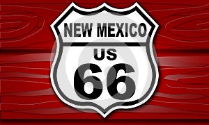 USA Route 66 vintage road sign for New Mexico state