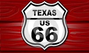 USA Route 66 vintage road sign for Texas state