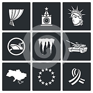 USA Russia conflict icons. Vector Illustration