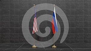 USA and Russia flags. Flag USA and Flag Russia. Conflict between USA vs Russia. 3D work and 3D image