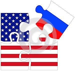 USA - Russia : puzzle shapes with flags