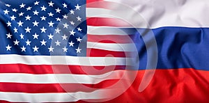 USA and Russia. Usa flag and Russia flag