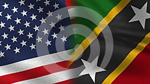 Usa and Saint Kitts and Nevis Realistic Half Flags Together