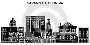 Usa, Savannah, Georgia architecture vector city skyline