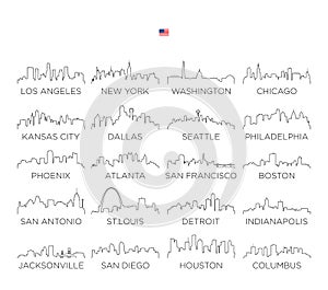 Estados Unidos de América la ciudad línea arte ilustraciones diseno 