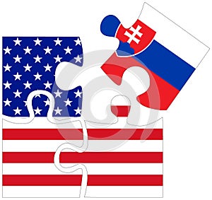 USA - Slovakia : puzzle shapes with flags