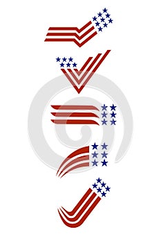 USA star flag logo stripes design elements vector icons