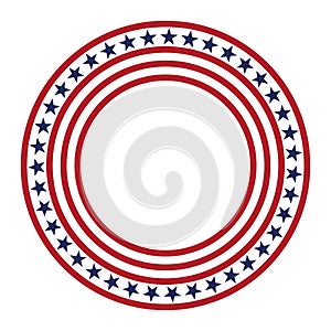 USA star vector pattern round frame. American patriotic circle border with stars and stripes pattern.