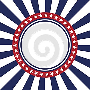 USA star vector pattern round frame. American patriotic circle border with stars and stripes pattern.