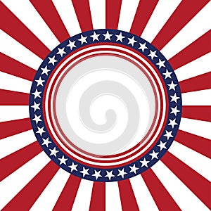 USA star vector pattern round frame. American patriotic circle border with stars and stripes pattern.