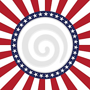 USA star vector pattern round frame. American patriotic circle border with stars and stripes pattern.