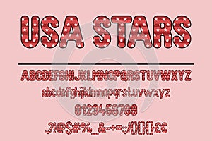 USA Stars Color Font Set. Patriotic Typography Design