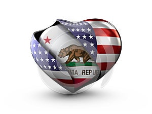 USA State California flag on white background.