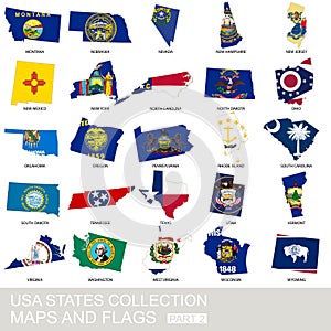 USA state collection, maps and flags photo