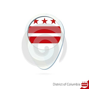 USA State District of Columbia flag location map pin icon on whi