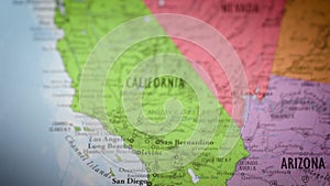 USA state map color contour California CA 2