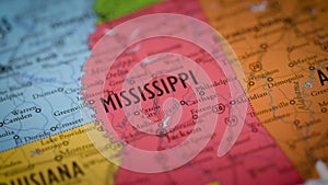 USA state map color contour Mississippi MS 2