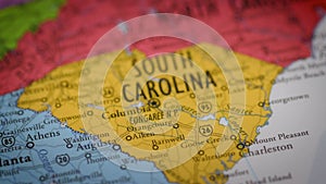USA state map color contour South Carolina SC 2