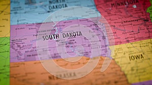 USA state map color contour South Dakota 1