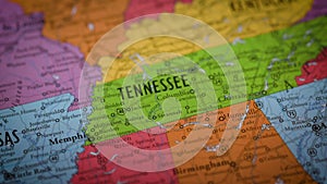 USA state map color contour Tennessee TN 2